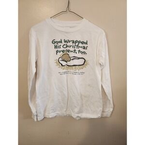 Vintage‎ Girls Size Large White Long Sleeve Christian Shirt 1998 Luke 2:7